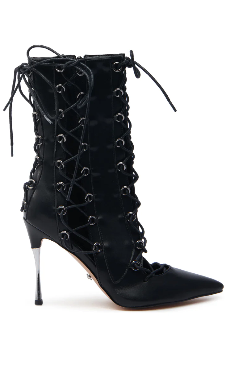 AZALEA WANG PONCIA BLACK LACE UP BLACK BOOTIE - Image 7