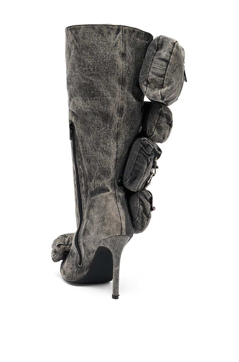 AZALEA WANG PRAVIN BLACK POCKET DETAIL STILETTO BOOT - Image 6