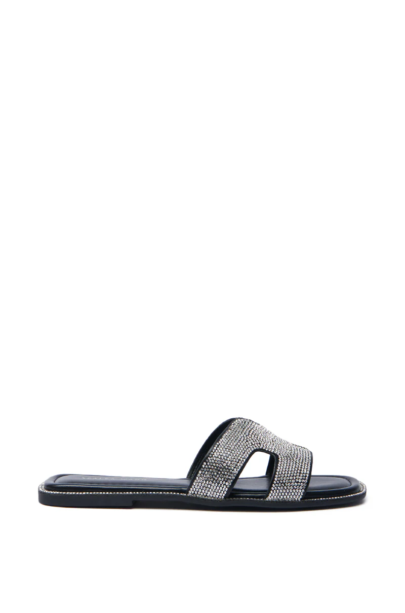 AKIRA PRINCESS PEACHY BLACK SLIP ON EMBELLISHED SANDAL - Image 2