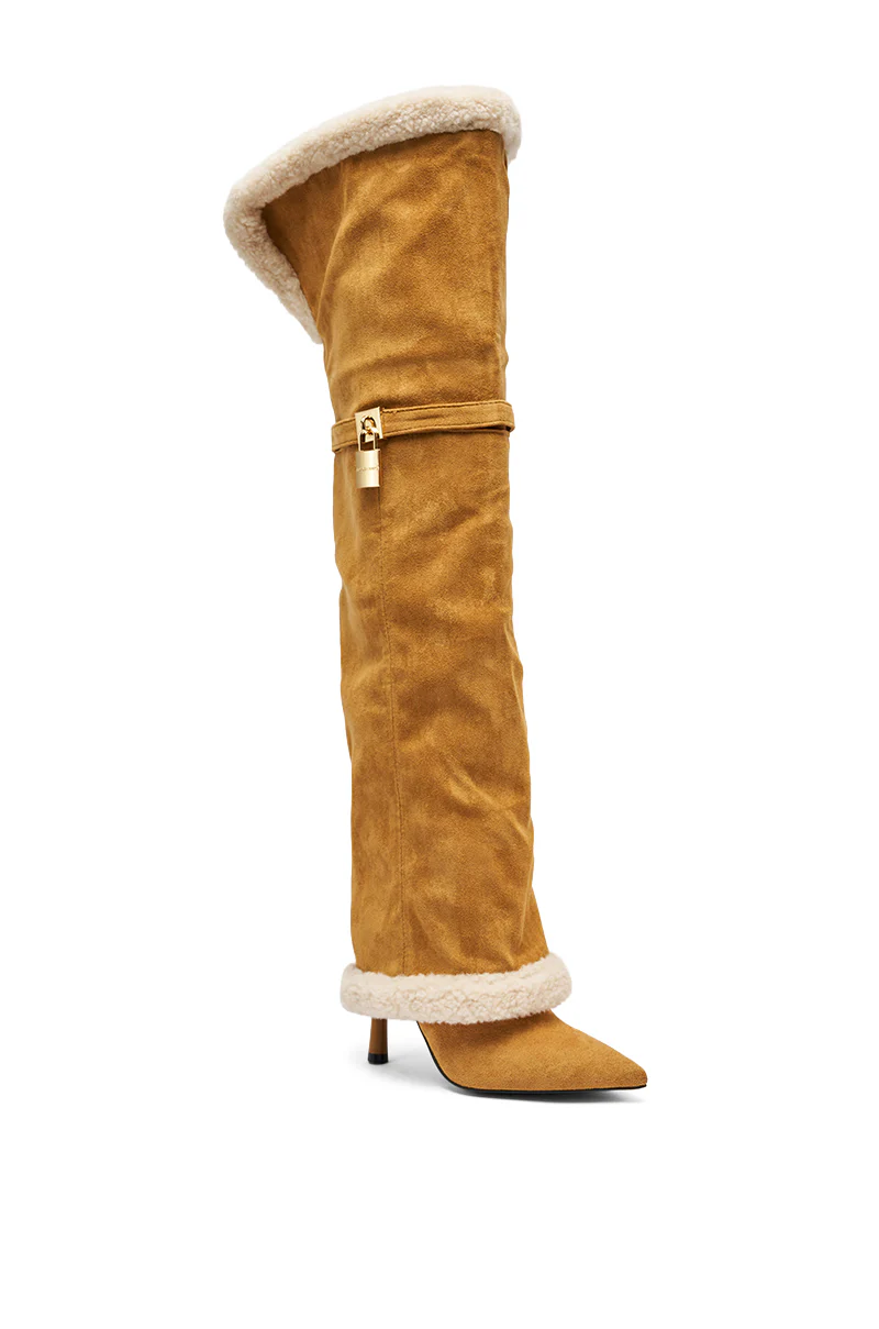 AZALEA WANG RACHANA TAN SHERPA STILETTO BOOT - Image 4