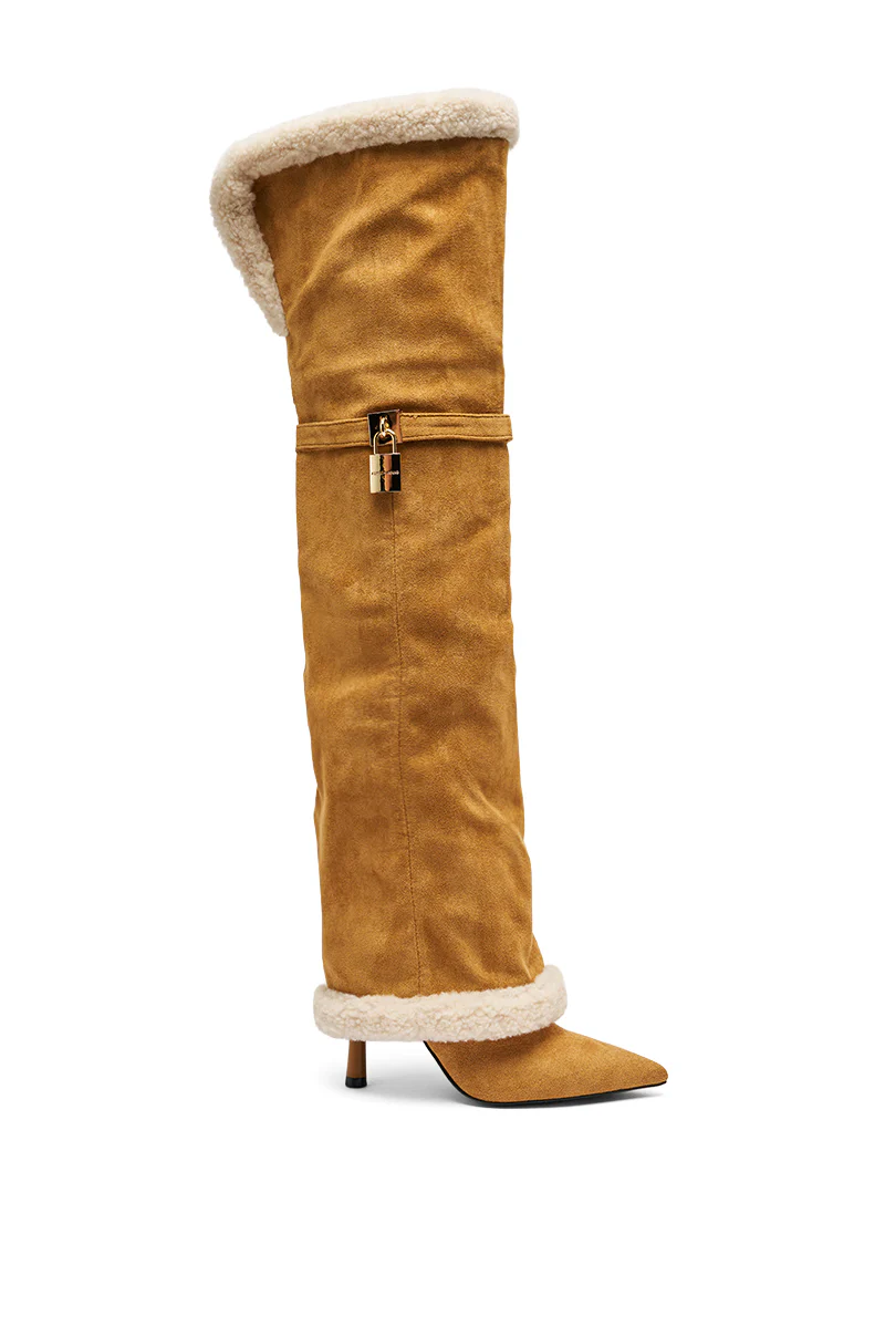 AZALEA WANG RACHANA TAN SHERPA STILETTO BOOT - Image 5