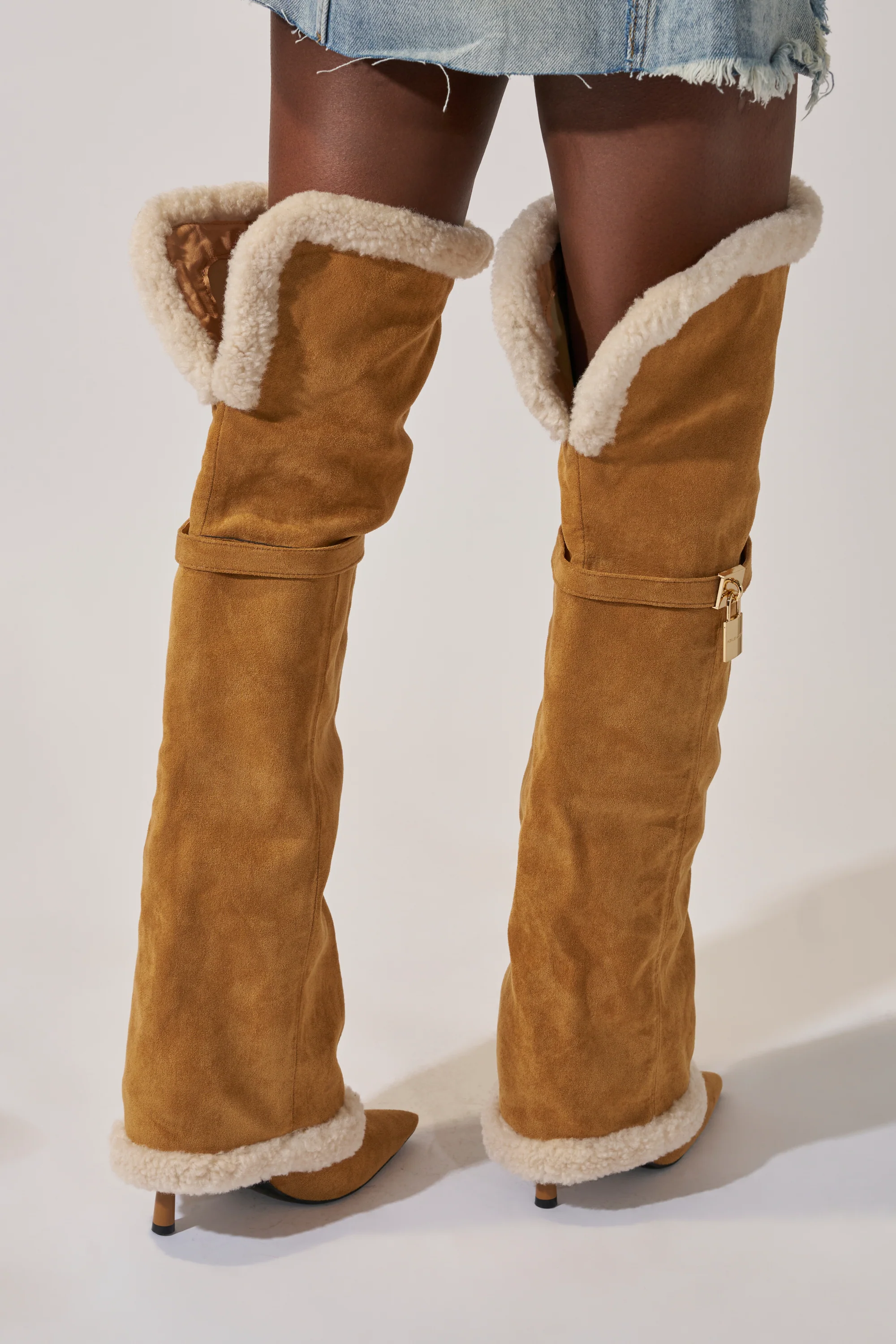 AZALEA WANG RACHANA TAN SHERPA STILETTO BOOT - Image 9