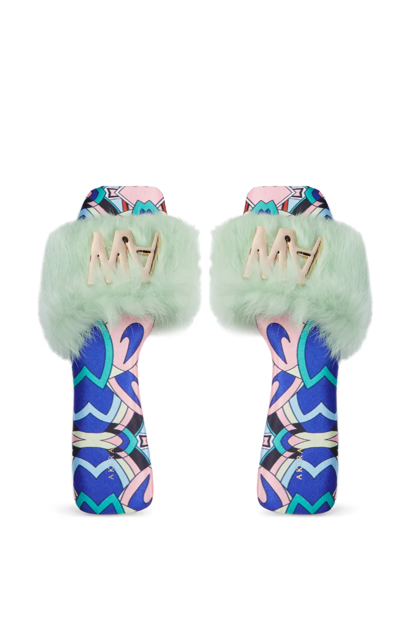 AZALEA WANG RAFAELA GREEN SLIP ON FURRY SANDAL - Image 6