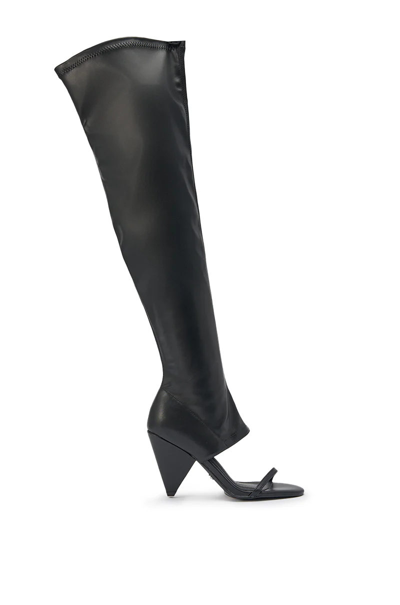 AZALEA WANG RAGNAR BLACK CHUNKY STRETCH PU OVER THE KNEE BOOT - Image 5
