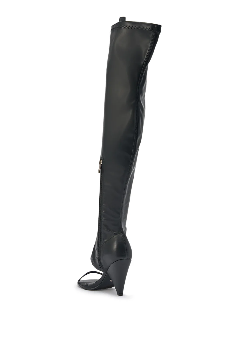 AZALEA WANG RAGNAR BLACK CHUNKY STRETCH PU OVER THE KNEE BOOT - Image 7