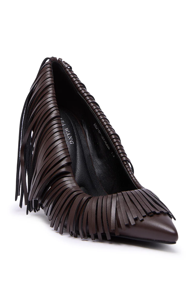 AZALEA WANG RALPH CHOCOLATE FRINGE CLASSIC PUMP - Image 6