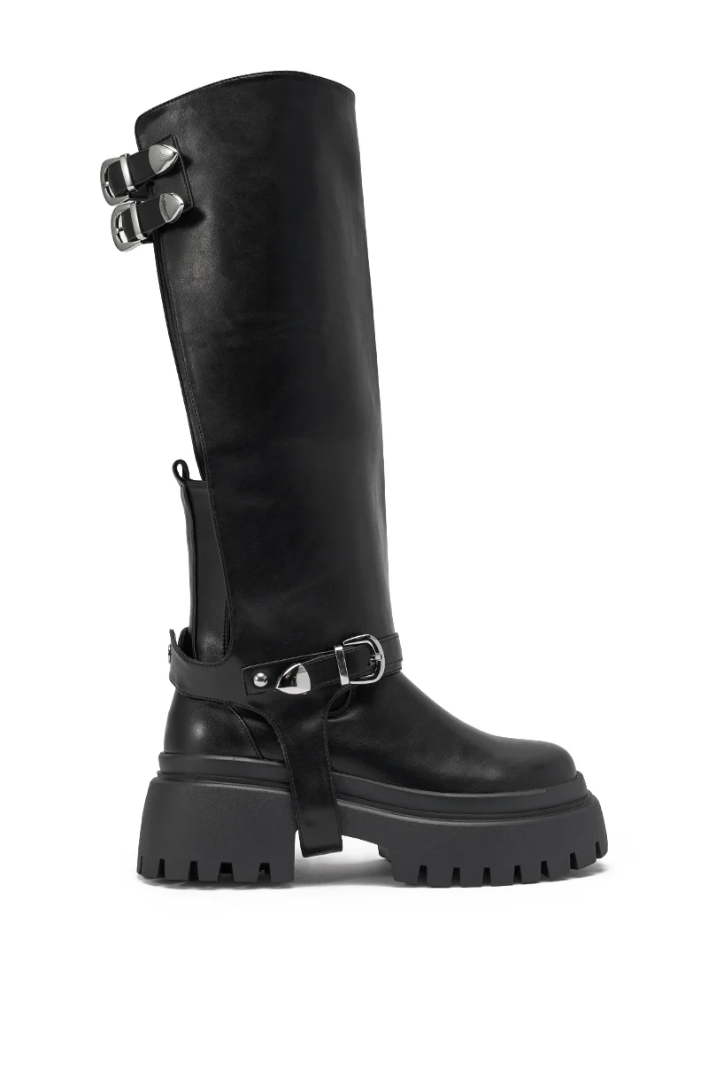 AZALEA WANG RAMPAGE BLACK DISTRESSED TWO PIECE COMBAT BOOT - Image 6