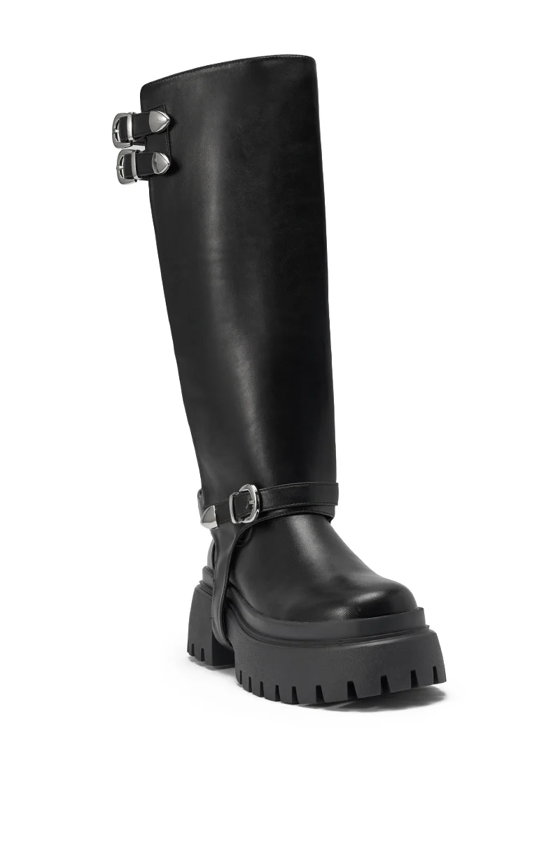 AZALEA WANG RAMPAGE BLACK DISTRESSED TWO PIECE COMBAT BOOT - Image 8