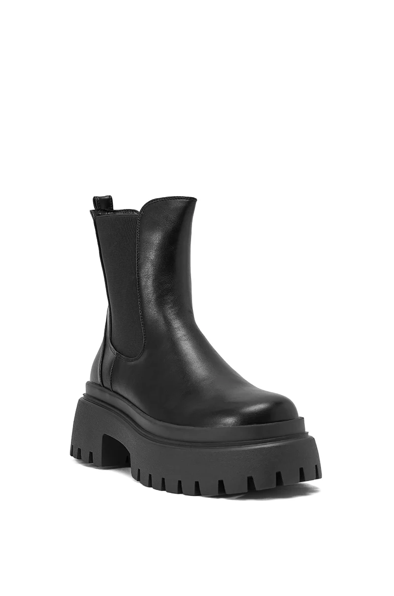 AZALEA WANG RAMPAGE BLACK DISTRESSED TWO PIECE COMBAT BOOT - Image 9