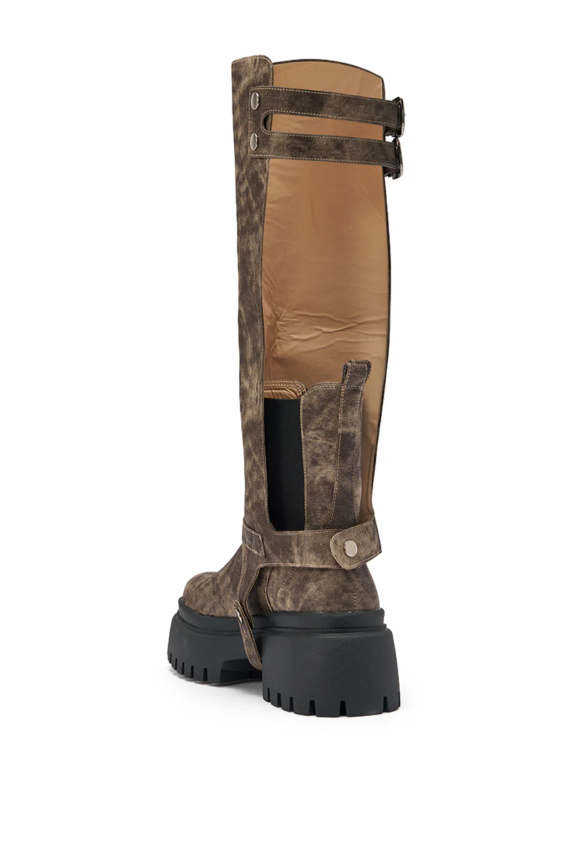 AZALEA WANG RAMPAGE BROWN DISTRESSED TWO PIECE COMBAT BOOT - Image 10