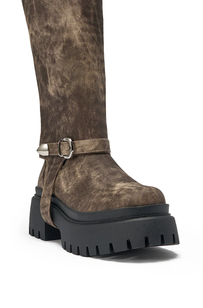 AZALEA WANG RAMPAGE BROWN DISTRESSED TWO PIECE COMBAT BOOT - Image 12