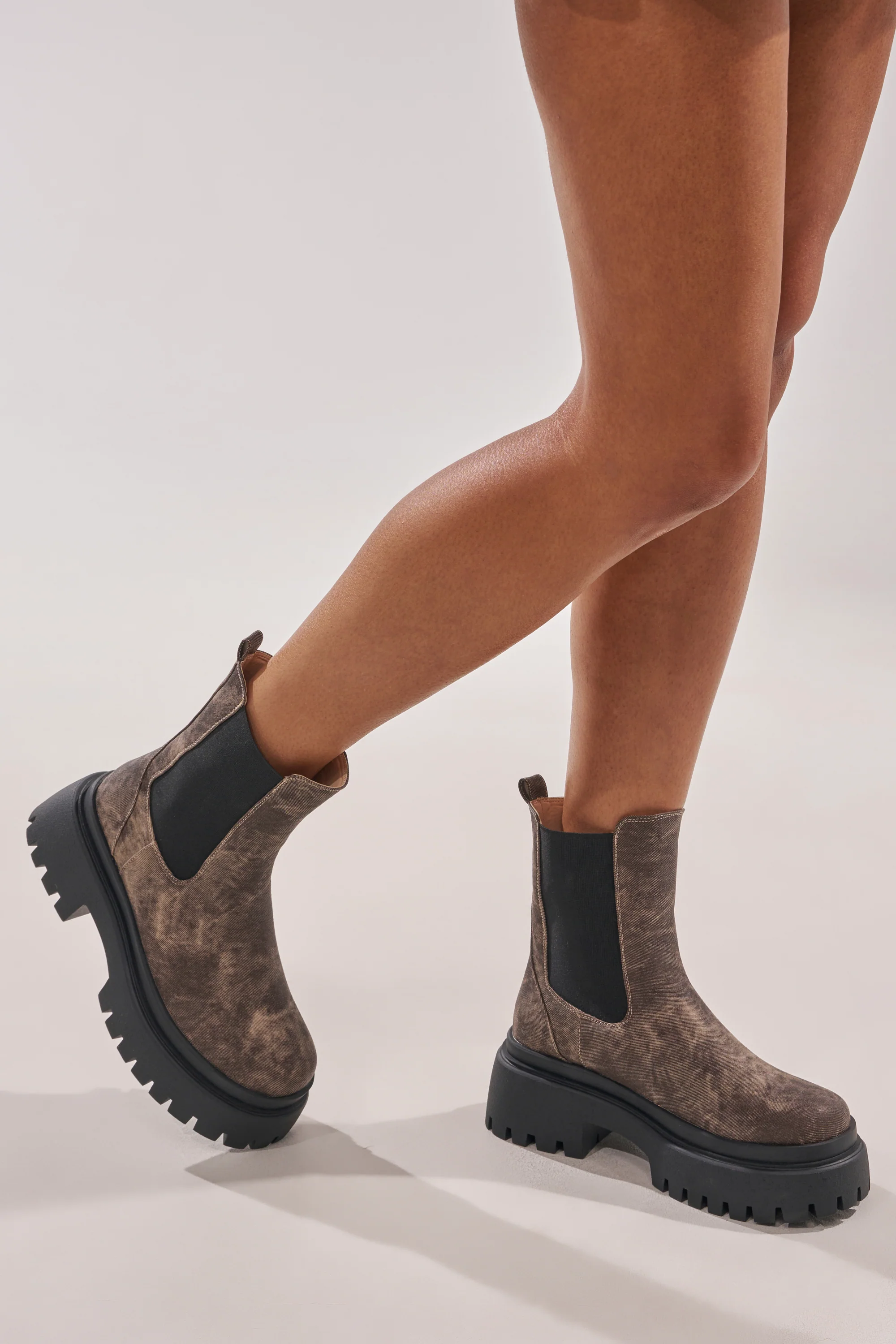 AZALEA WANG RAMPAGE BROWN DISTRESSED TWO PIECE COMBAT BOOT - Image 14