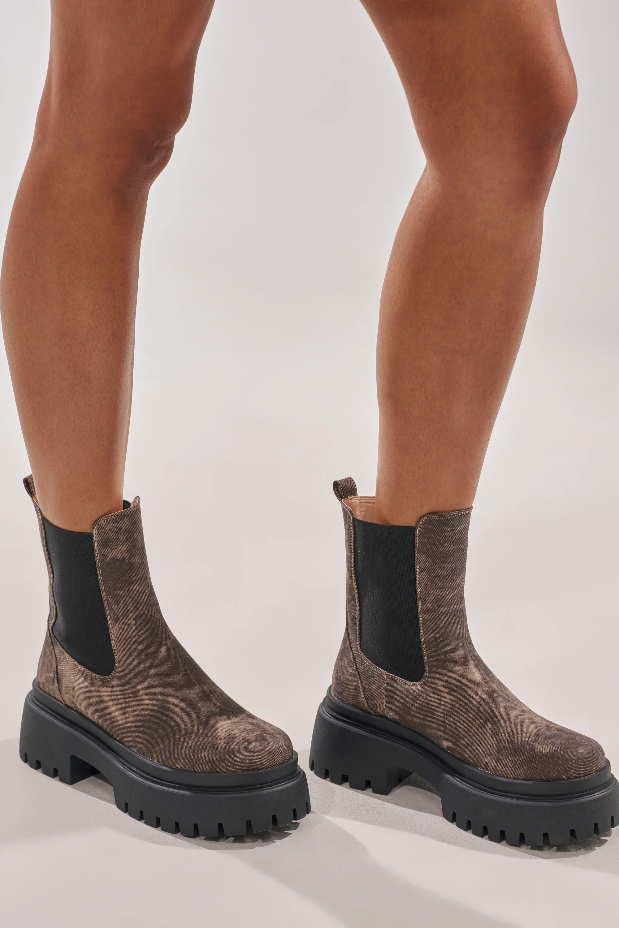AZALEA WANG RAMPAGE BROWN DISTRESSED TWO PIECE COMBAT BOOT - Image 5