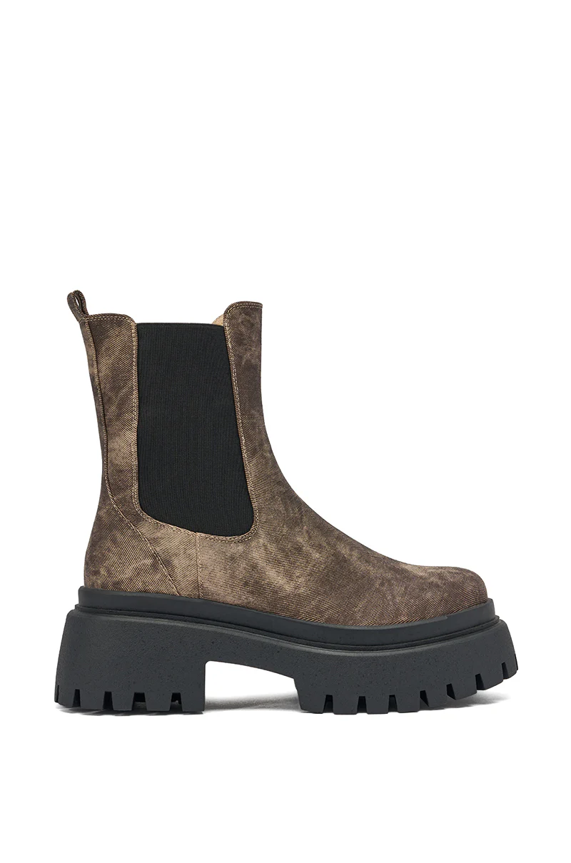 AZALEA WANG RAMPAGE BROWN DISTRESSED TWO PIECE COMBAT BOOT - Image 7