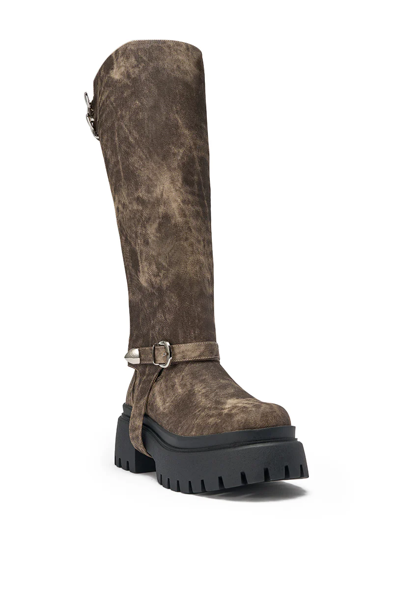 AZALEA WANG RAMPAGE BROWN DISTRESSED TWO PIECE COMBAT BOOT - Image 8