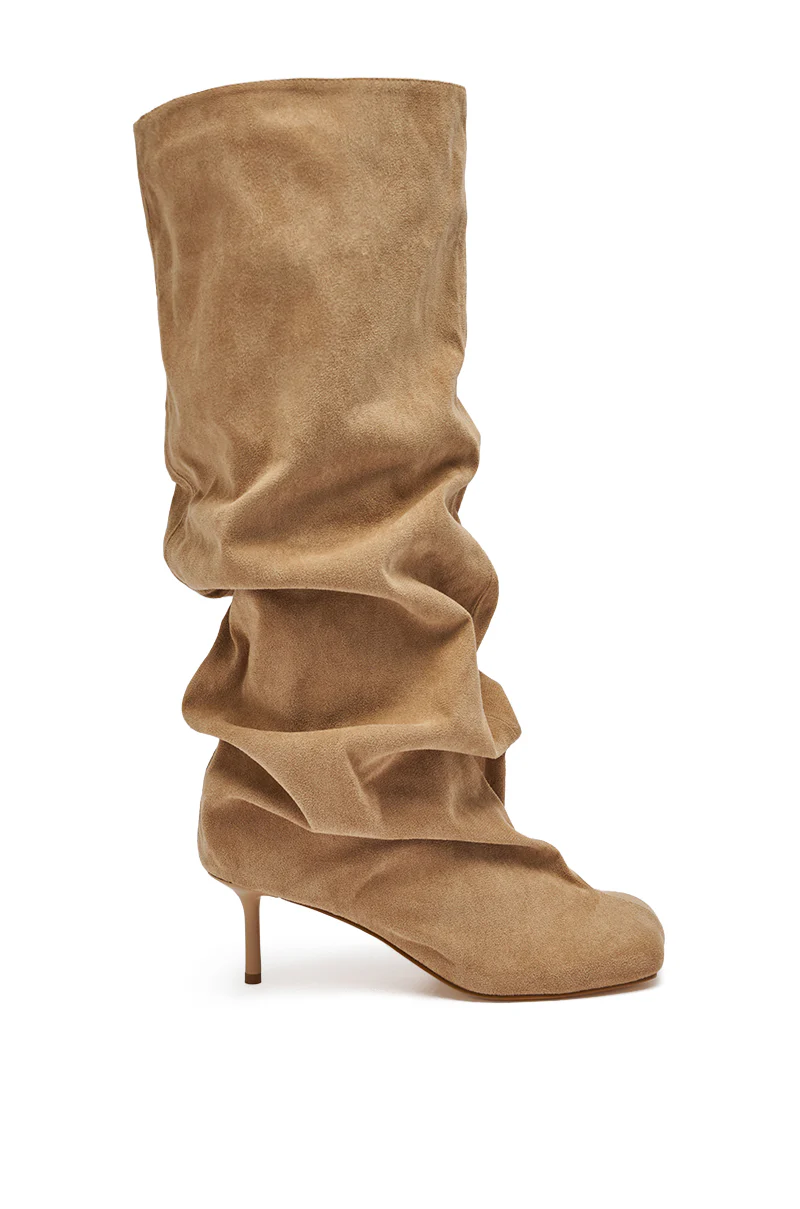 AZALEA WANG RANDALL NUDE RUCHED SUEDE BOOT - Image 5