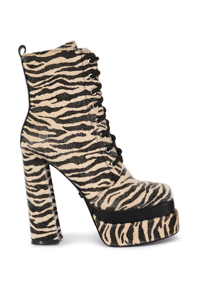 AZALEA WANG REDFORD MULTI PLATFORM PONY HAIR ZEBRA BOOTIE - Image 4