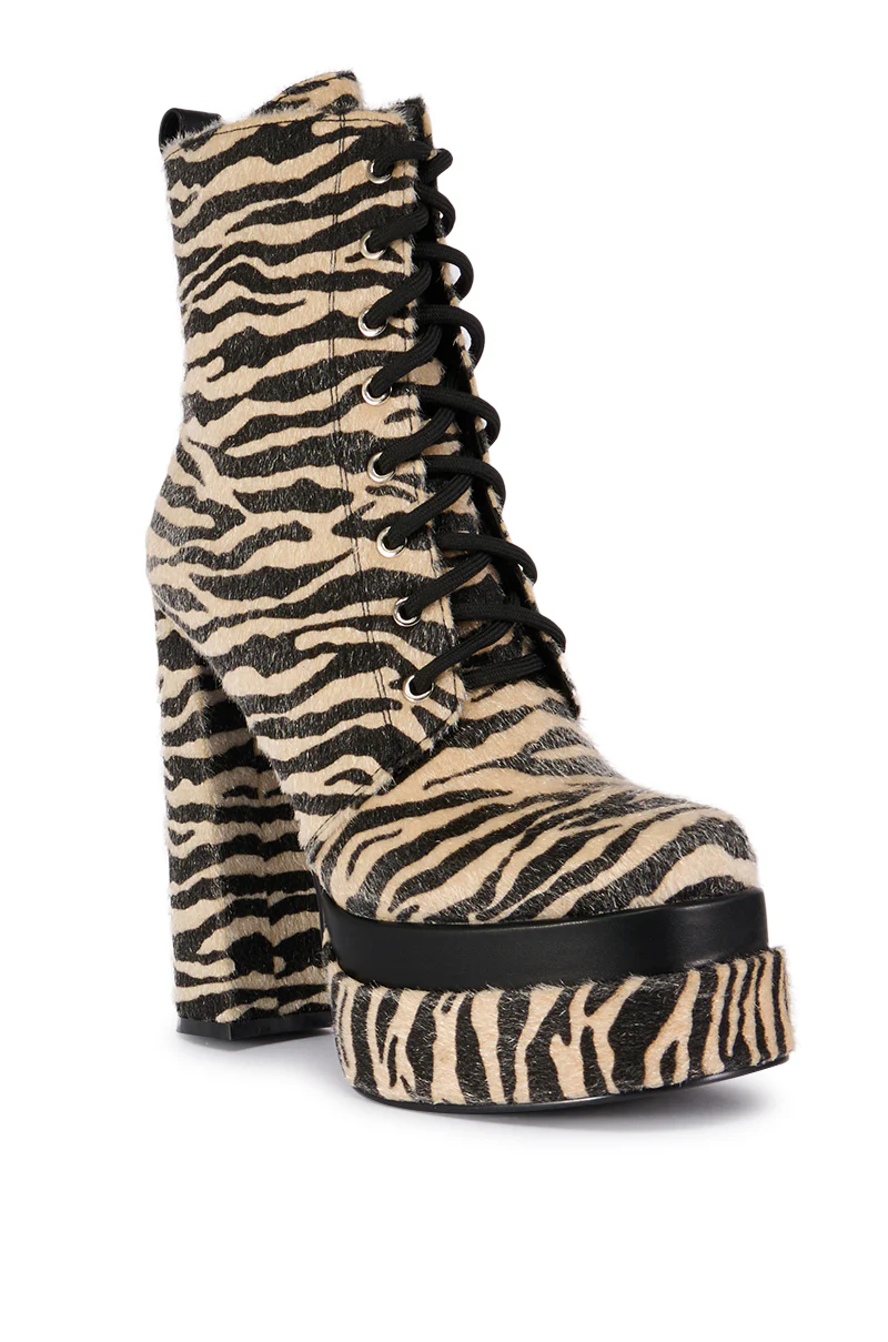 AZALEA WANG REDFORD MULTI PLATFORM PONY HAIR ZEBRA BOOTIE - Image 5