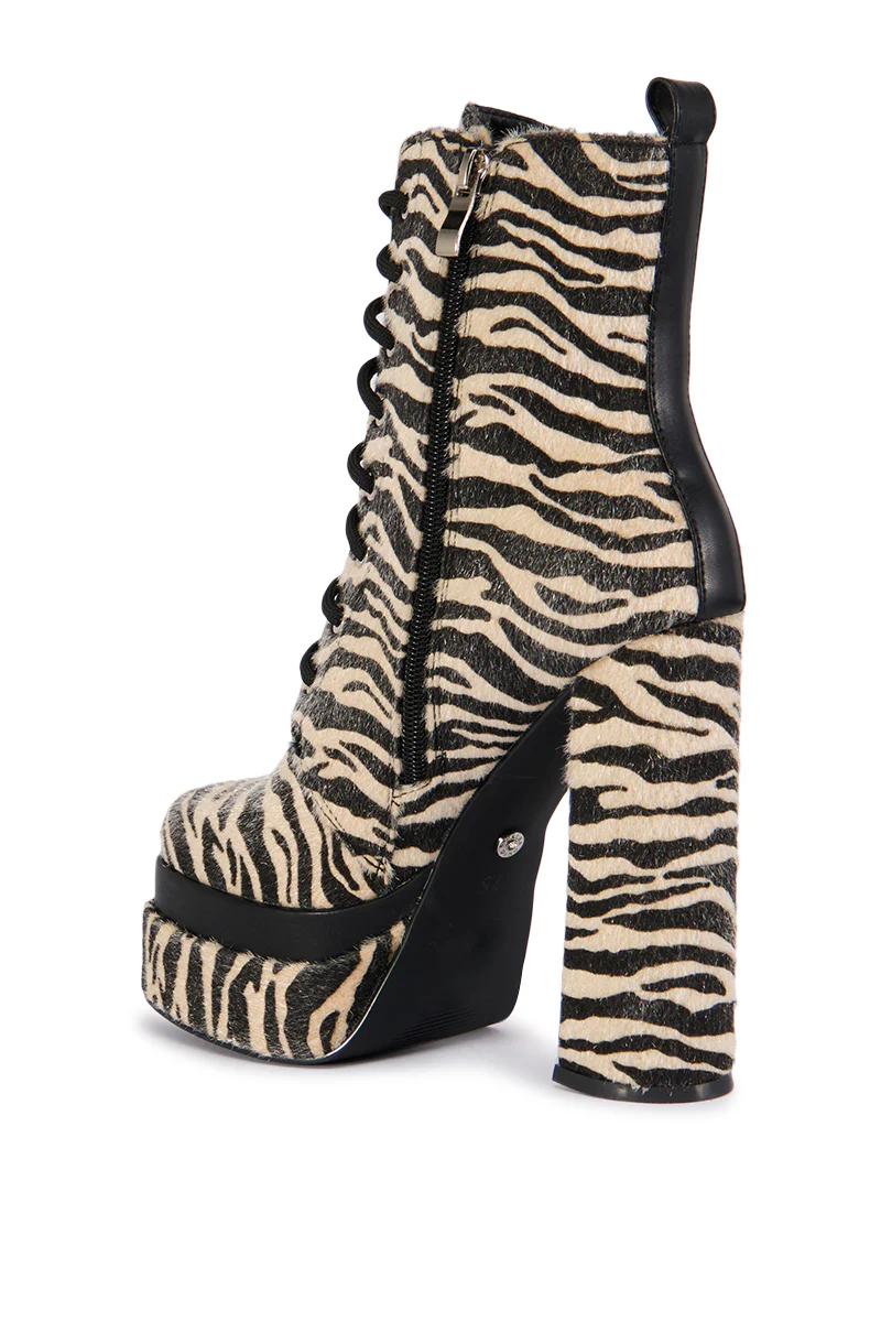 AZALEA WANG REDFORD MULTI PLATFORM PONY HAIR ZEBRA BOOTIE - Image 6