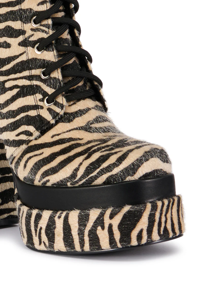 AZALEA WANG REDFORD MULTI PLATFORM PONY HAIR ZEBRA BOOTIE - Image 7