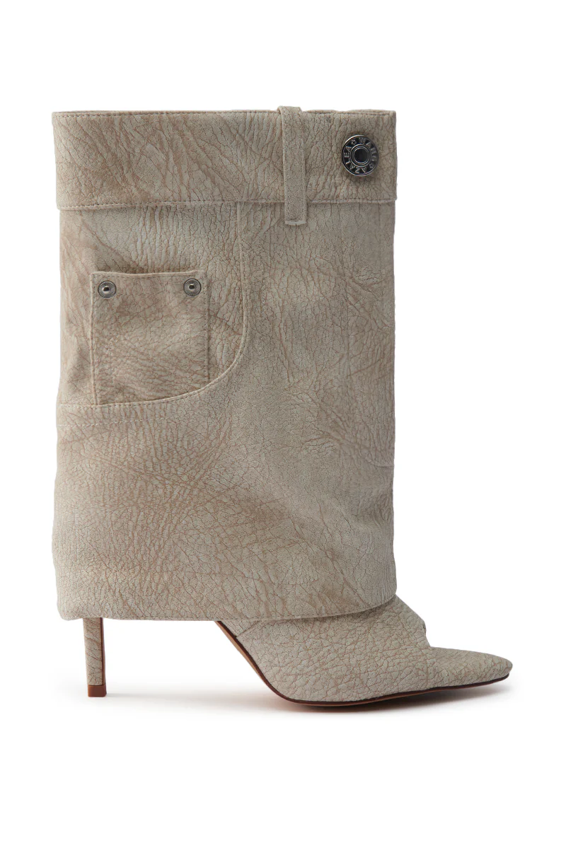 AZALEA WANG REEVES NEW OPEN TOE PU BOOTIE IN BONE - Image 5