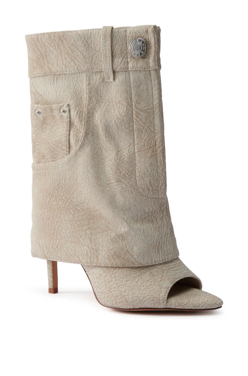 AZALEA WANG REEVES NEW OPEN TOE PU BOOTIE IN BONE - Image 6