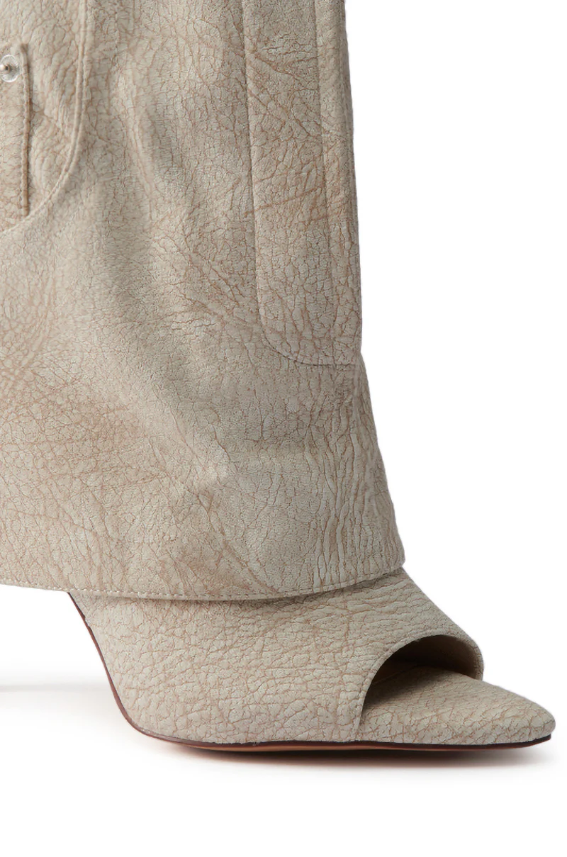 AZALEA WANG REEVES NEW OPEN TOE PU BOOTIE IN BONE - Image 8