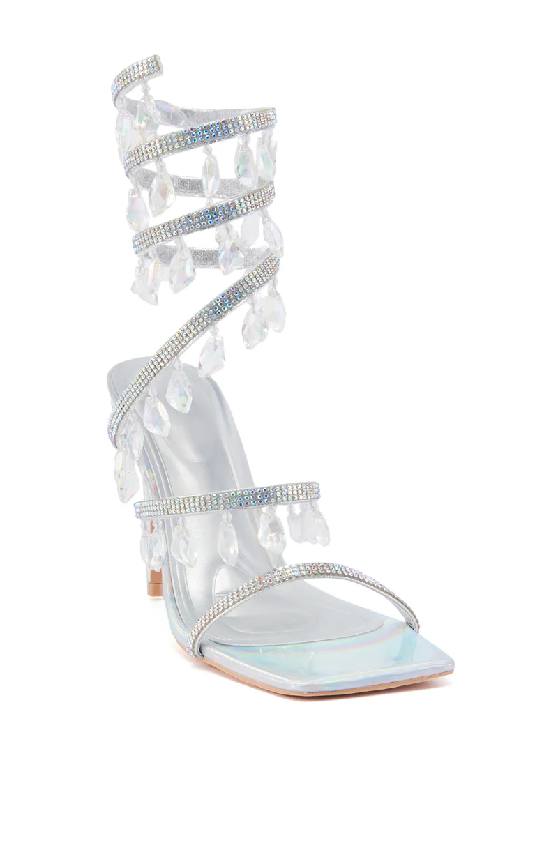 AZALEA WANG REIKO SILVER HOLOGRAPHIC SPIRAL SANDAL - Image 3