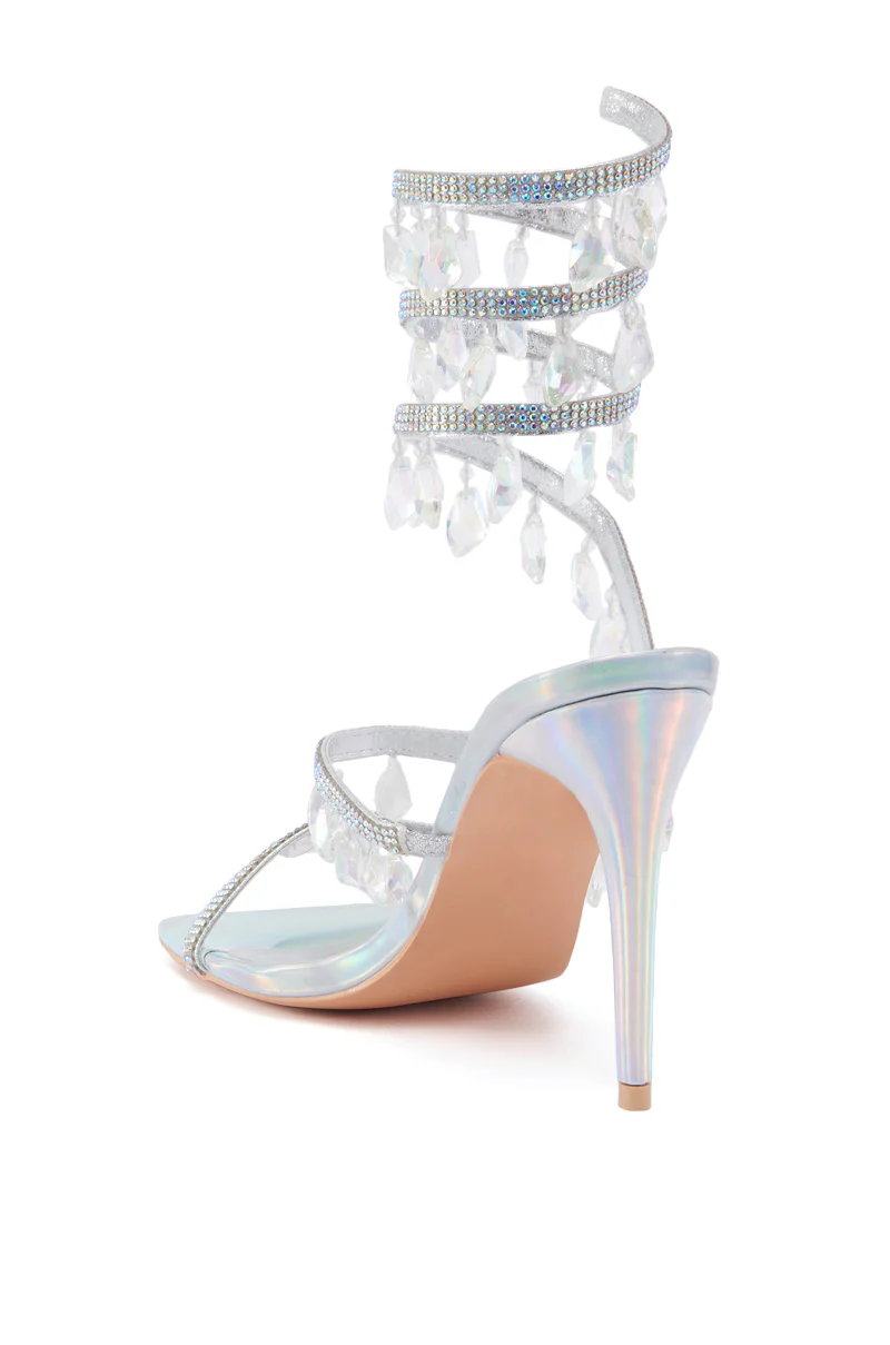 AZALEA WANG REIKO SILVER HOLOGRAPHIC SPIRAL SANDAL - Image 4