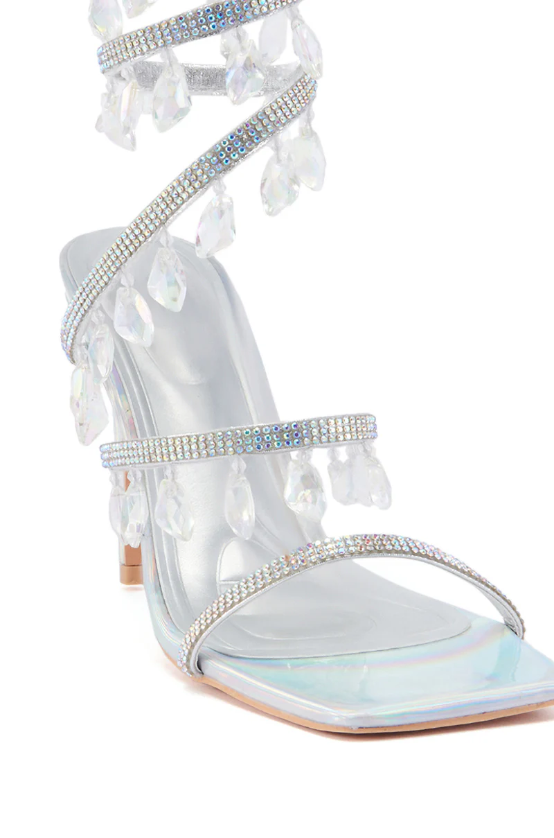 AZALEA WANG REIKO SILVER HOLOGRAPHIC SPIRAL SANDAL - Image 5