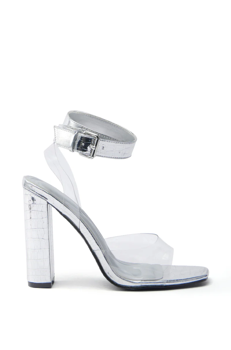 AZALEA WANG REMILIA SILVER CROC SANDAL WITH STRAP - Image 2
