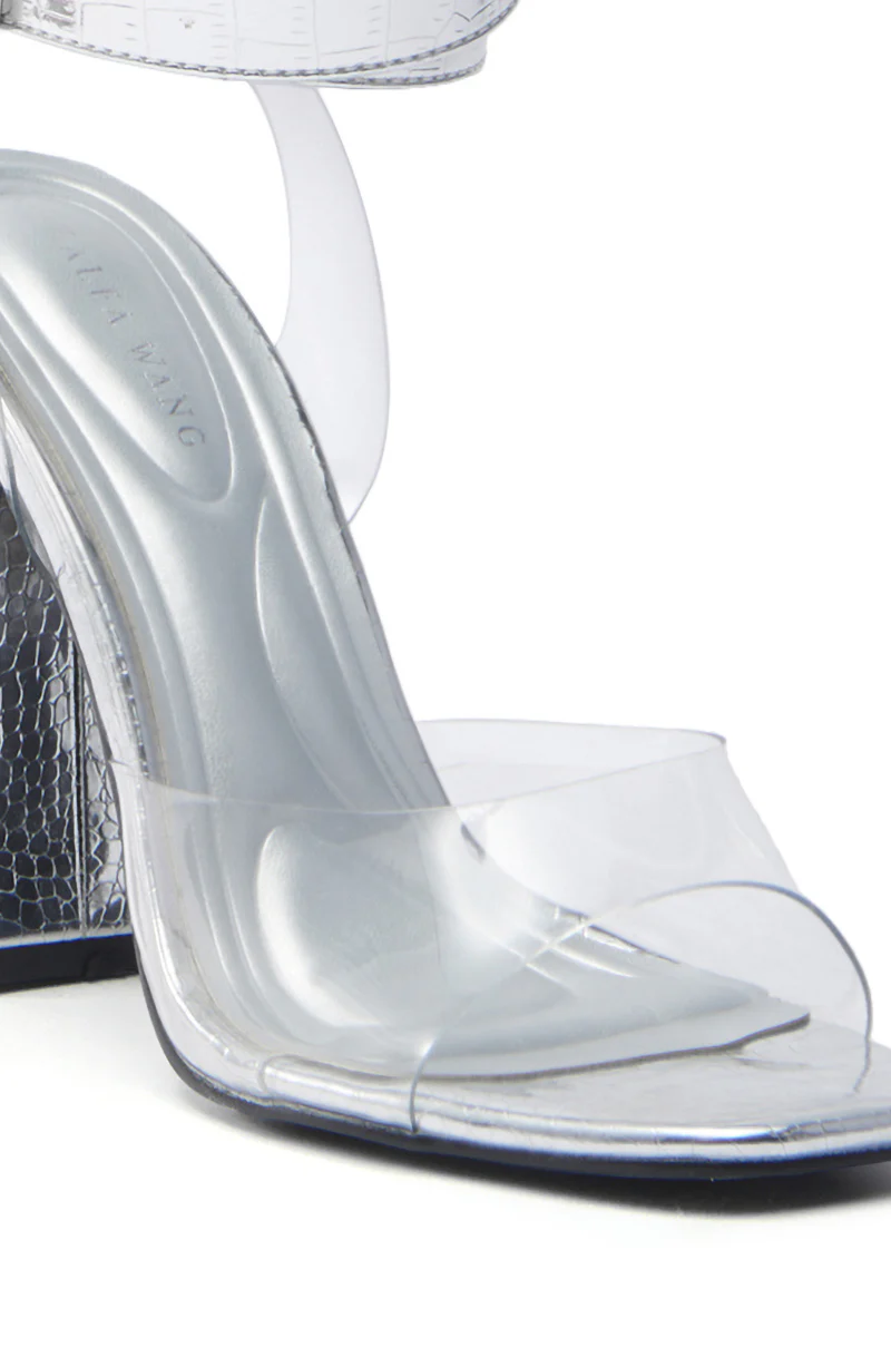 AZALEA WANG REMILIA SILVER CROC SANDAL WITH STRAP - Image 5