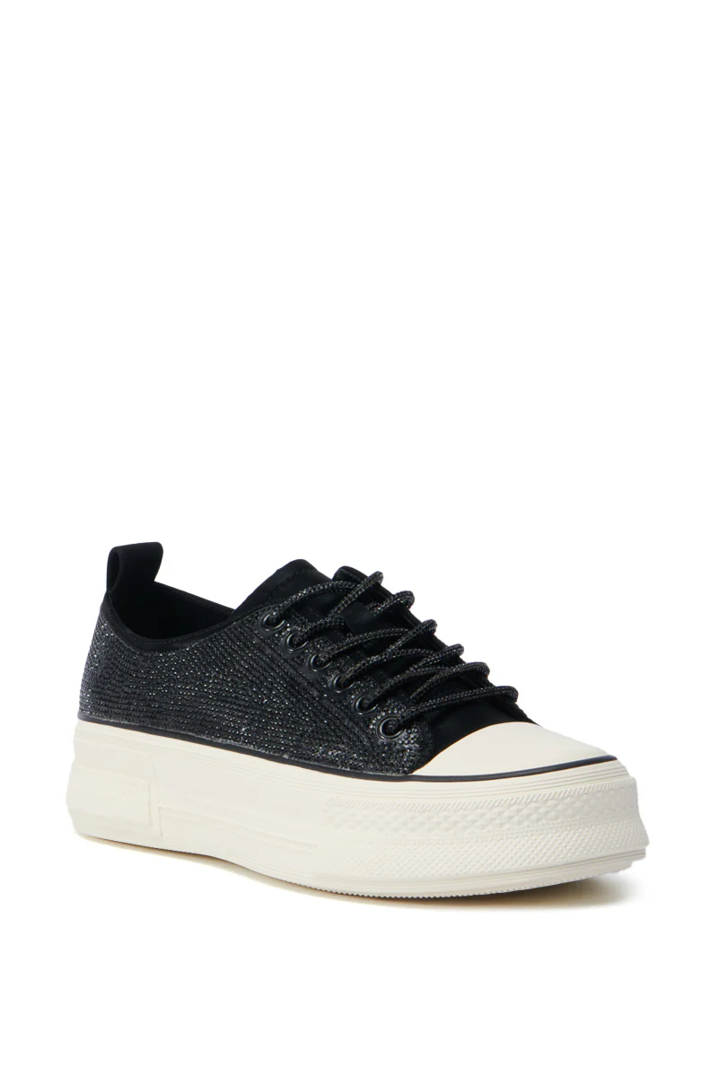 AZALEA WANG REVIVAL BLACK RHINESTONE FLATFORM SNEAKER - Image 5