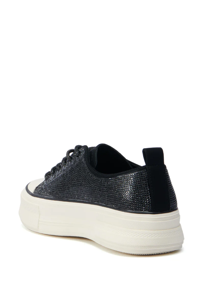 AZALEA WANG REVIVAL BLACK RHINESTONE FLATFORM SNEAKER - Image 6