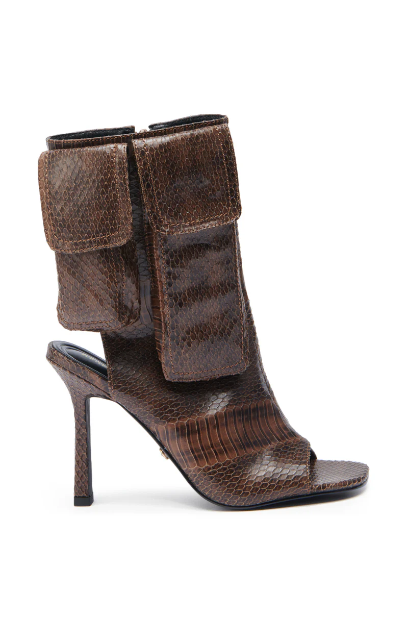 AZALEA WANG RIDWAN BROWN OPEN TOE BOOTIE - Image 4