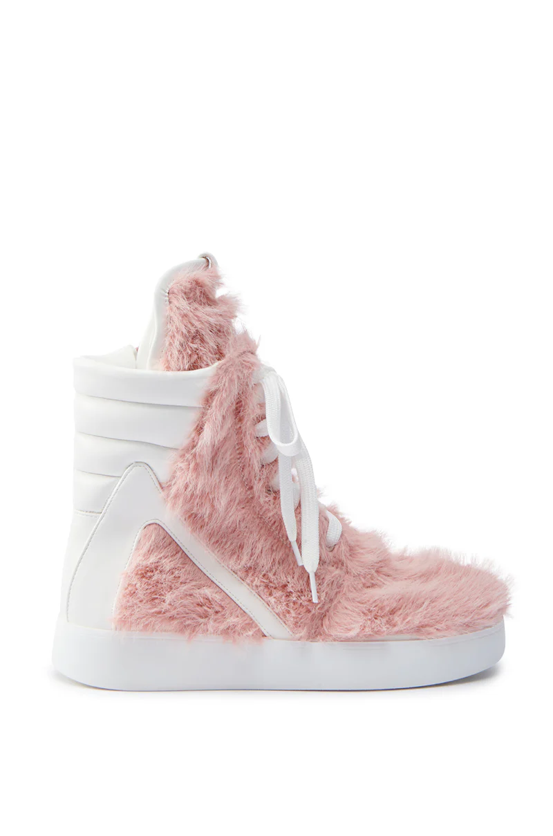 AZALEA WANG RIORDAN PINK FUR HIGHTOP SNEAKER - Image 4