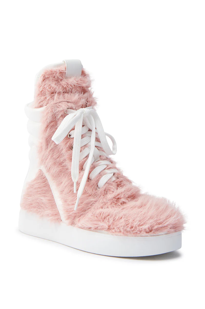 AZALEA WANG RIORDAN PINK FUR HIGHTOP SNEAKER - Image 5