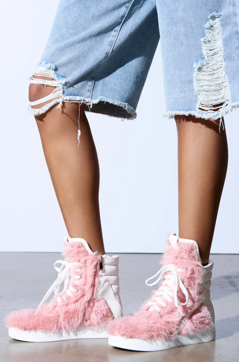 AZALEA WANG RIORDAN PINK FUR HIGHTOP SNEAKER - Image 8