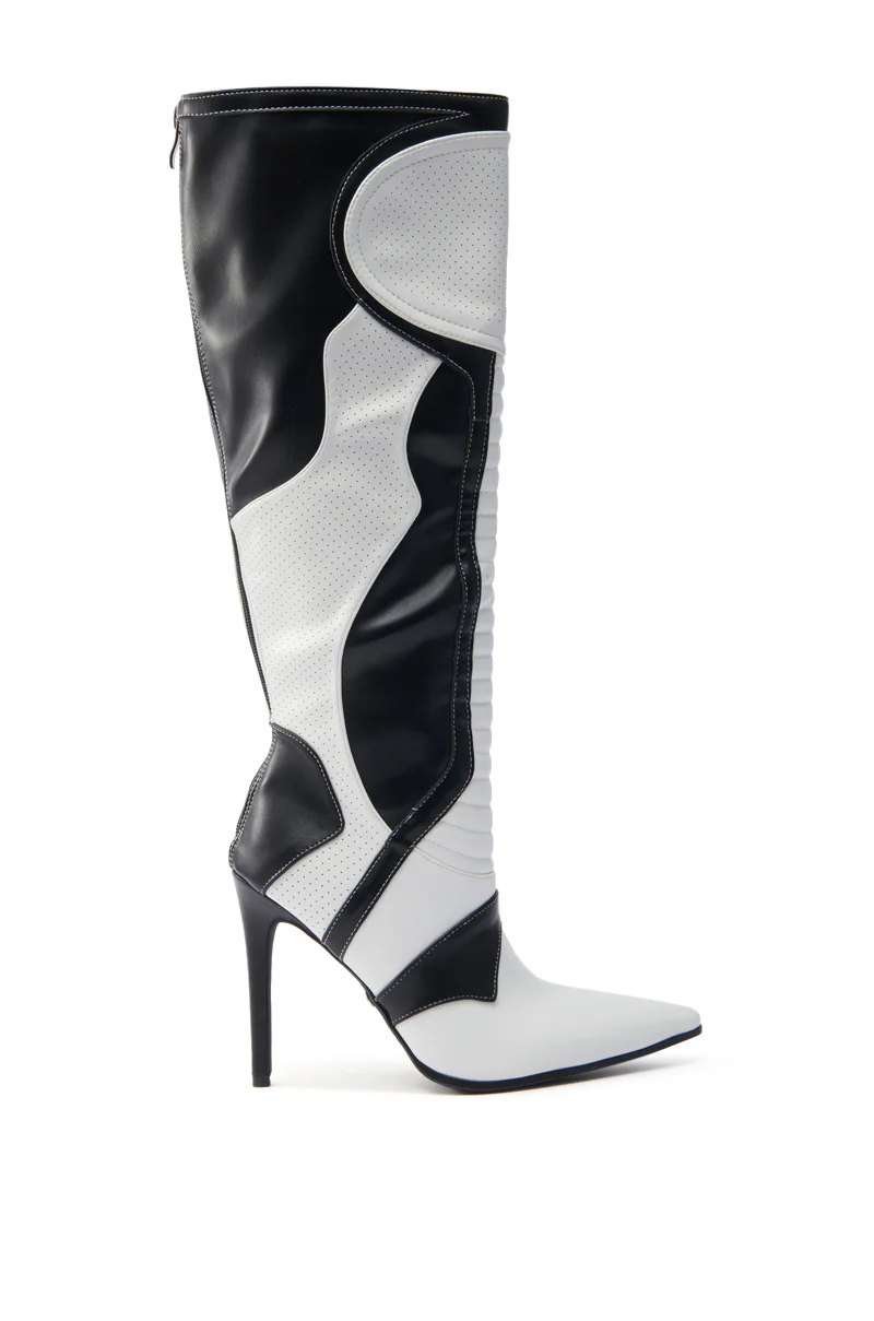 AZALEA WANG RODRIGO BLACK AND WHITE BOOT STILETTO - Image 4