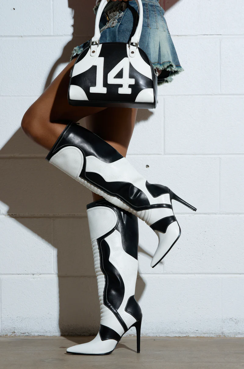 AZALEA WANG RODRIGO BLACK AND WHITE BOOT STILETTO - Image 8