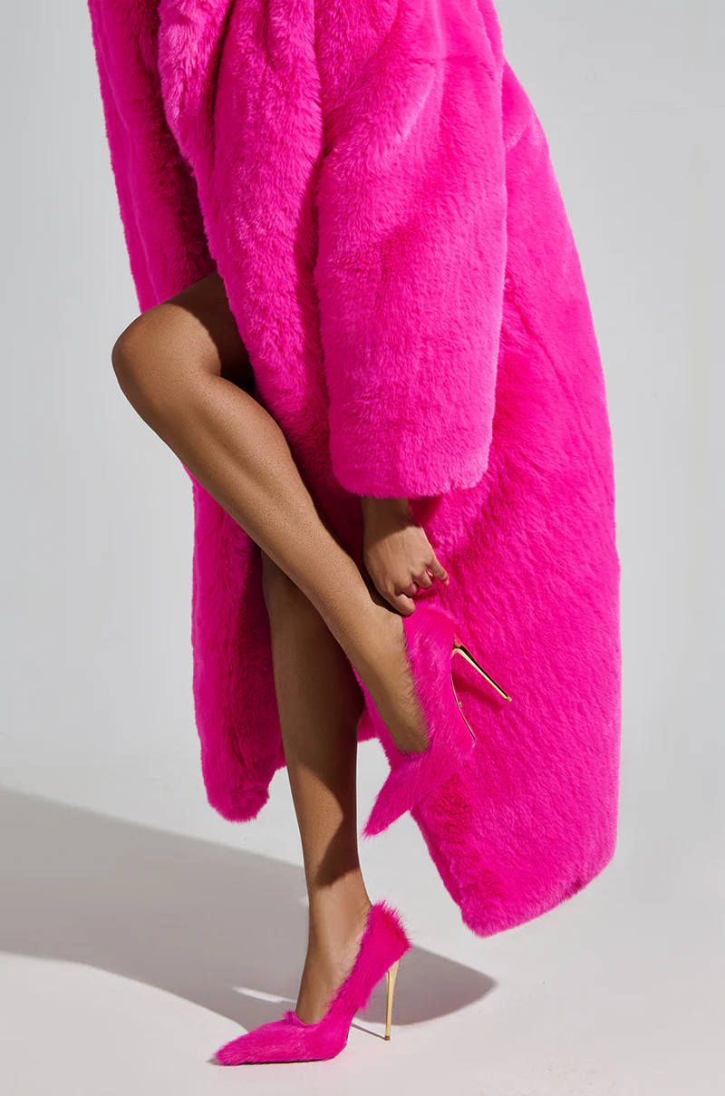 AZALEA WANG ROMEE FUCHSIA PONY HAIR PUMP - Image 3