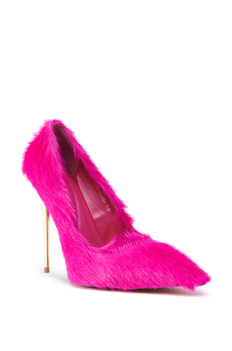 AZALEA WANG ROMEE FUCHSIA PONY HAIR PUMP - Image 7