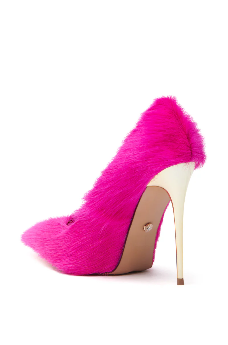 AZALEA WANG ROMEE FUCHSIA PONY HAIR PUMP - Image 8