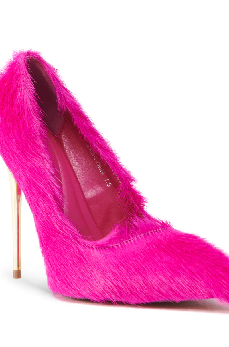 AZALEA WANG ROMEE FUCHSIA PONY HAIR PUMP - Image 9