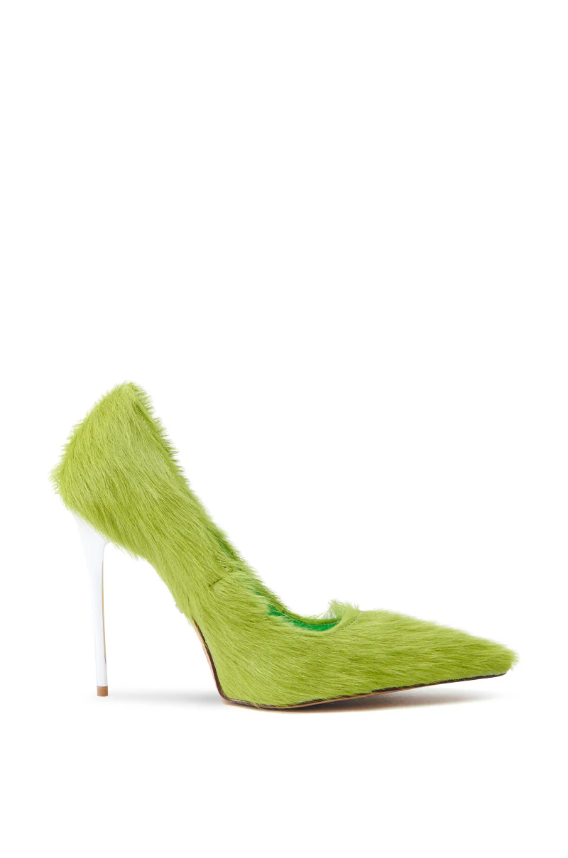 AZALEA WANG ROMEE GREEN PONY HAIR PUMP - Image 6