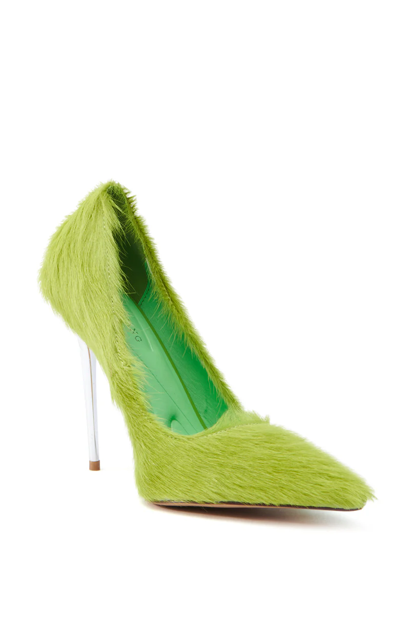 AZALEA WANG ROMEE GREEN PONY HAIR PUMP - Image 7