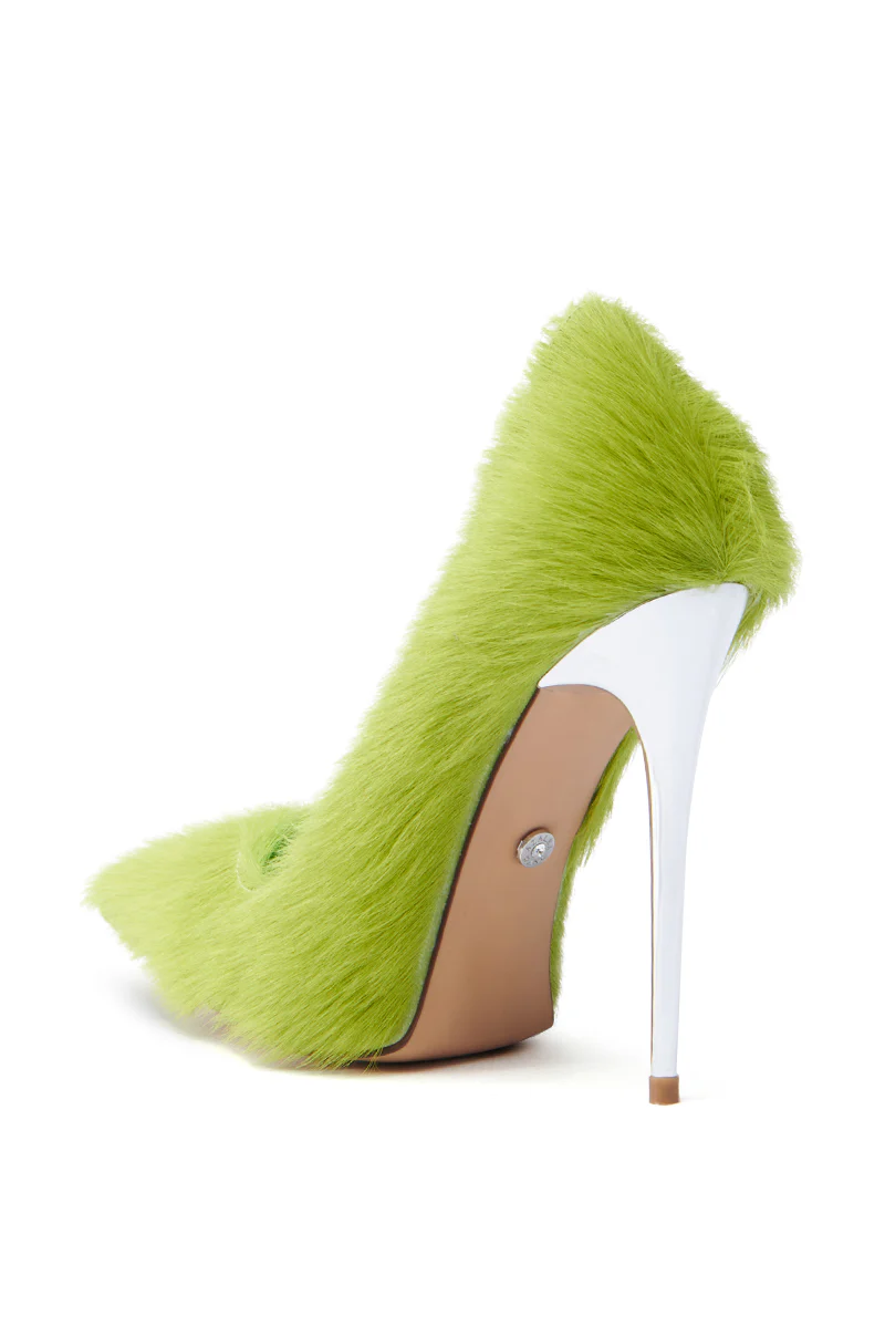 AZALEA WANG ROMEE GREEN PONY HAIR PUMP - Image 8