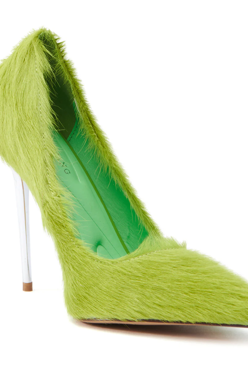 AZALEA WANG ROMEE GREEN PONY HAIR PUMP - Image 9