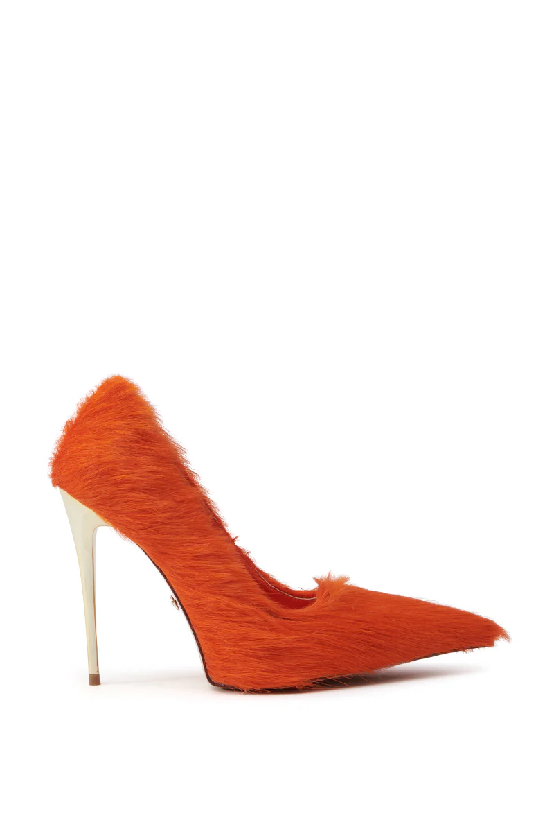 AZALEA WANG ROMEE ORANGE PONY HAIR PUMP - Image 5