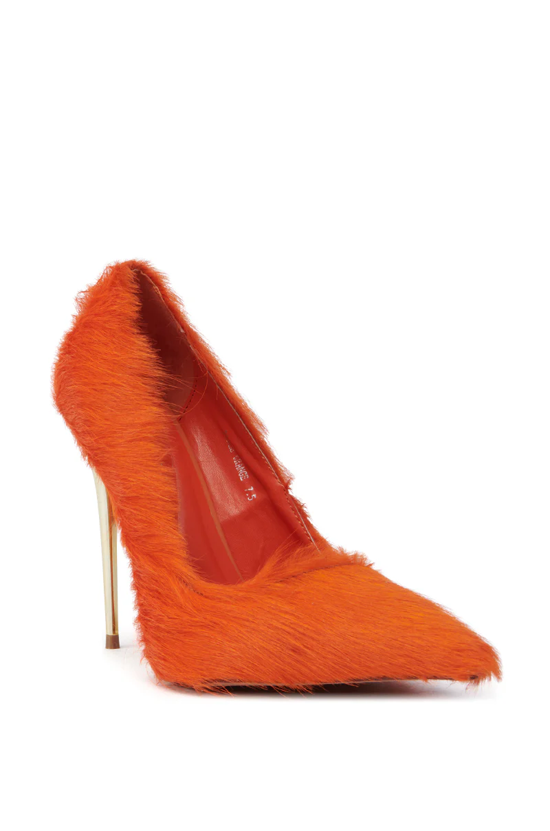 AZALEA WANG ROMEE ORANGE PONY HAIR PUMP - Image 6